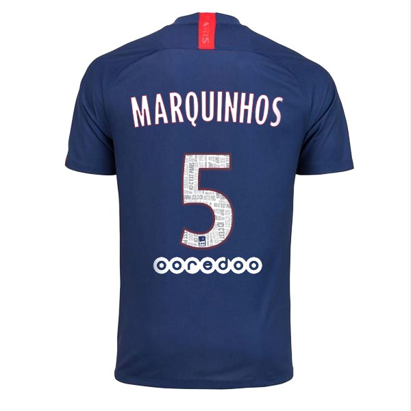 Camiseta Paris Saint Germain NO.5 Marquinhos Primera equipo 2019-20 Azul